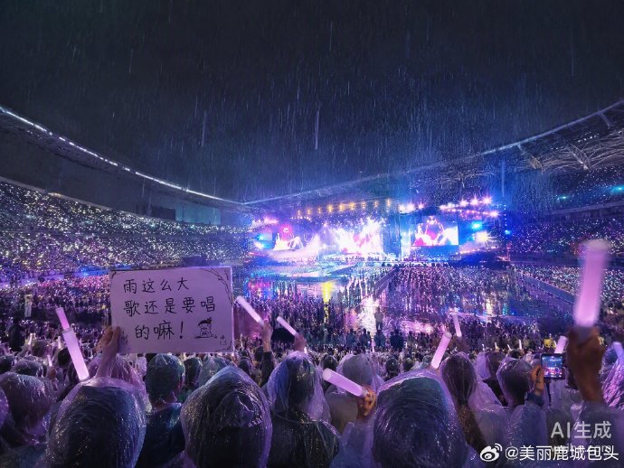 凤凰传奇成都演唱会雨中蹦迪的视频