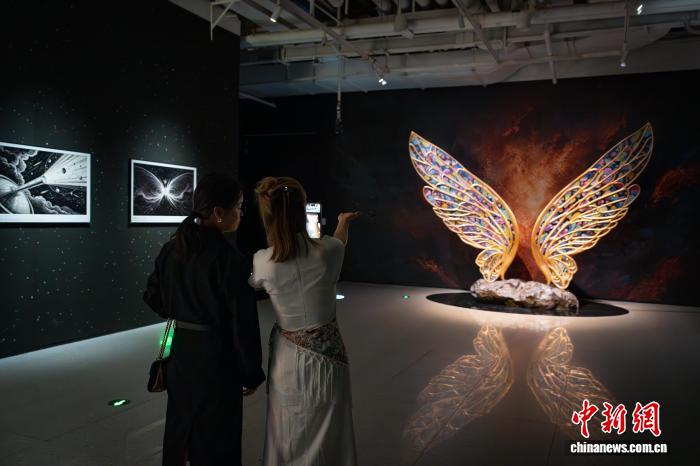 四川成都：民众沉浸式体验天文艺术展 配图